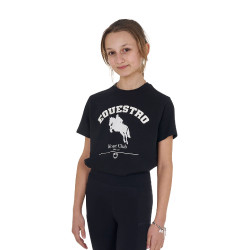 Camiseta niña Equestro Jumping Horse Club de algodón de manga corta Negro Camiseta niña Equestro Jumping Horse Club de algodón de manga corta Negro