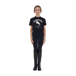 Camiseta niña Equestro Jumping Horse Club de algodón de manga corta Negro Camiseta niña Equestro Jumping Horse Club de algodón de manga corta Negro