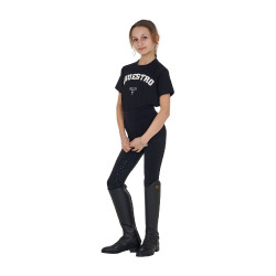 Camiseta niña Equestro Horse Club de algodón de manga corta Negro