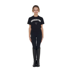 Camiseta niña Equestro Horse Club de algodón de manga corta Negro