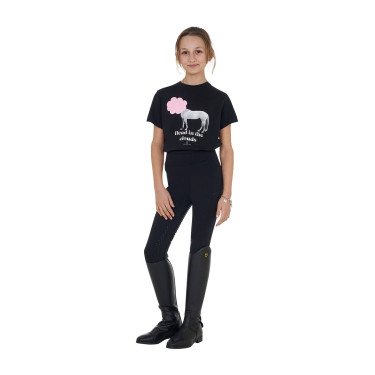 Camiseta de niña Equestro Head In The Clouds de algodón de manga corta Negro