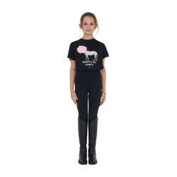Camiseta de niña Equestro Head In The Clouds de algodón de manga corta Negro