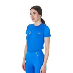 Camiseta mujer Equestro x FISE corte slim de manga corta Azul de Savoie