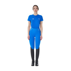 Camiseta mujer Equestro x FISE corte slim de manga corta Azul de Savoie