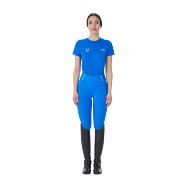Camiseta mujer Equestro x FISE corte slim de manga corta Azul de Savoie