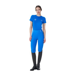 Camiseta mujer Equestro x FISE corte slim de manga corta Azul de Savoie