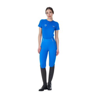 Camiseta mujer Equestro x FISE corte slim de manga corta Azul de Savoie