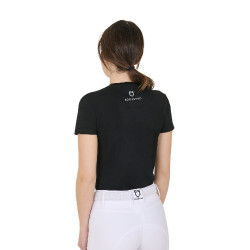 Camiseta de mujer Equestro Wild Heart de algodón de manga corta Negro