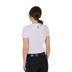 Camiseta mujer Equestro Wild Flower de algodón de manga corta Blanco