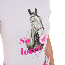 Camiseta de mujer Equestro So Lovely de algodón de manga corta Blanco Camiseta de mujer Equestro So Lovely de algodón de manga corta Blanco
