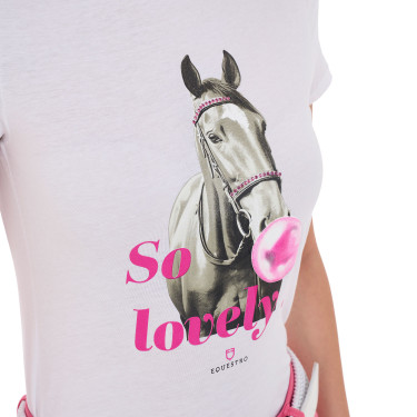 Camiseta de mujer Equestro So Lovely de algodón de manga corta Blanco Camiseta de mujer Equestro So Lovely de algodón de manga corta Blanco