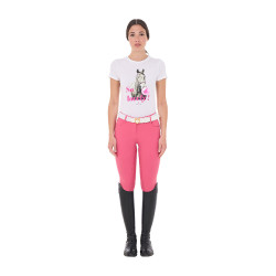 Camiseta de mujer Equestro So Lovely de algodón de manga corta Blanco Camiseta de mujer Equestro So Lovely de algodón de manga corta Blanco