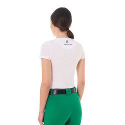 Camiseta de mujer Equestro Jumping Horse Club de algodón de manga corta Blanco