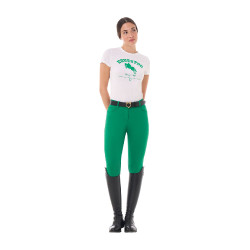 Camiseta de mujer Equestro Jumping Horse Club de algodón de manga corta Blanco