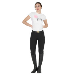 Camiseta de mujer Equestro Head In The Clouds de algodón de manga corta Blanco Camiseta de mujer Equestro Head In The Clouds de algodón de manga corta Blanco