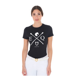 Camiseta de mujer Equestro EQ de algodón de manga corta Negro