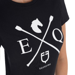 Camiseta de mujer Equestro EQ de algodón de manga corta Negro