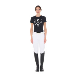 Camiseta de mujer Equestro EQ de algodón de manga corta Negro