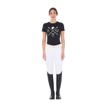 Camiseta de mujer Equestro EQ de algodón de manga corta Negro
