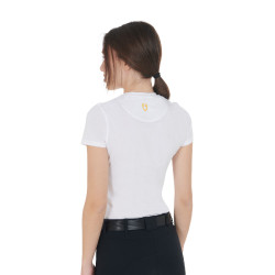 Camiseta de mujer Equestro corte slim estampado Moonlight de manga corta Blanco