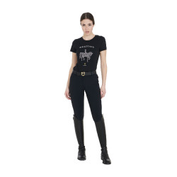 Camiseta de equitación mujer Equestro corte slim con strass