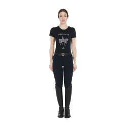 Camiseta de equitación mujer Equestro corte slim con strass