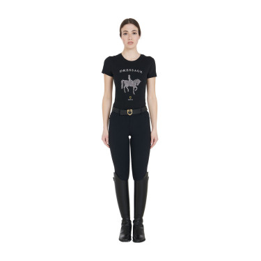 Camiseta de equitación mujer Equestro corte slim con strass