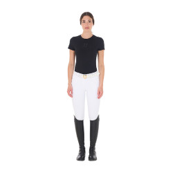 Camiseta mujer Equestro básica con logo tono sobre tono de manga corta Negro