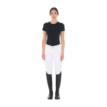 Camiseta mujer Equestro básica con logo tono sobre tono de manga corta Negro