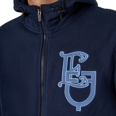 Sudadera de hombre Equestro EQ con cremallera frontal Americana marina Azul marino