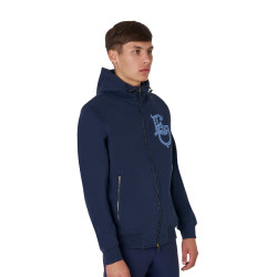 Sudadera de hombre Equestro EQ con cremallera frontal Americana marina Azul marino