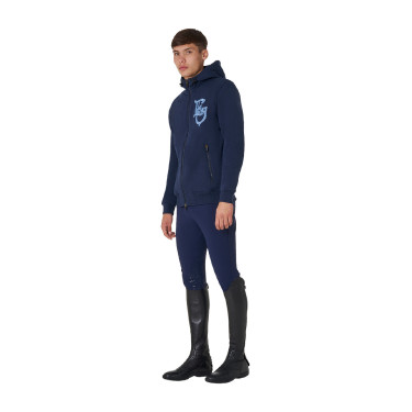 Sudadera de hombre Equestro EQ con cremallera frontal Americana marina Azul marino
