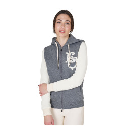 Sudadera de mujer Equestro EQ bicolor con cremallera frontal Gris jaspeado / blanco antiguo Sudadera de mujer Equestro EQ bicolor con cremallera frontal Gris jaspeado / blanco antiguo