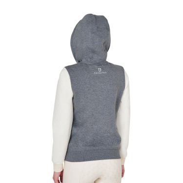 Sudadera de mujer Equestro EQ bicolor con cremallera frontal Gris jaspeado / blanco antiguo Sudadera de mujer Equestro EQ bicolor con cremallera frontal Gris jaspeado / blanco antiguo