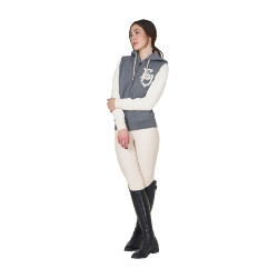 Sudadera de mujer Equestro EQ bicolor con cremallera frontal Gris jaspeado / blanco antiguo Sudadera de mujer Equestro EQ bicolor con cremallera frontal Gris jaspeado / blanco antiguo