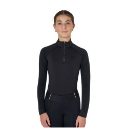 Camiseta interior unisex infantil Equestro en tejido técnico Negro / negro