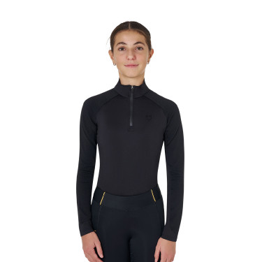 Camiseta interior unisex infantil Equestro en tejido técnico Negro / negro