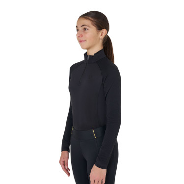 Camiseta interior unisex infantil Equestro en tejido técnico Negro / negro