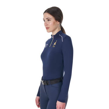 Capa base de entrenamiento para mujer Equestro x FISE Americana marina Azul marino Capa base de entrenamiento para mujer Equestro x FISE Americana marina Azul marino