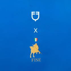 Cortina larga para box Equestro x FISE con logo bordado Azul de Savoie