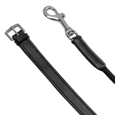 Riendas alemanas Equestro de nailon y cuero forrado Negro