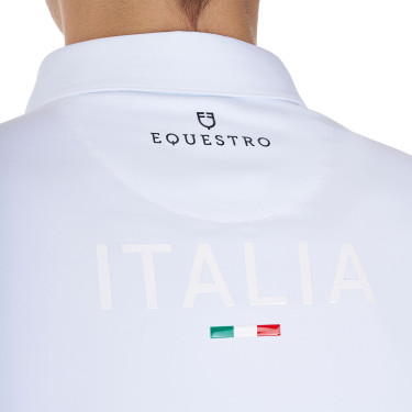Polo de concurso para hombre de manga larga Equestro x FISE Blanco
