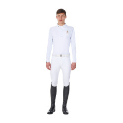 Polo de concurso para hombre de manga larga Equestro x FISE Blanco