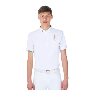 Polo de concurso para hombre Equestro x FISE de manga corta Blanco Polo de concurso para hombre Equestro x FISE de manga corta Blanco