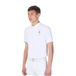 Polo de concurso para hombre Equestro x FISE de manga corta Blanco Polo de concurso para hombre Equestro x FISE de manga corta Blanco