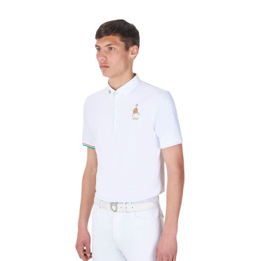 Polo de concurso para hombre Equestro x FISE de manga corta Blanco Polo de concurso para hombre Equestro x FISE de manga corta Blanco