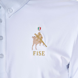 Polo de concurso para hombre Equestro x FISE de manga corta Blanco Polo de concurso para hombre Equestro x FISE de manga corta Blanco