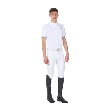 Polo de concurso para hombre Equestro x FISE de manga corta Blanco Polo de concurso para hombre Equestro x FISE de manga corta Blanco