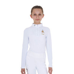 Polo de concurso para niña de manga larga Equestro x FISE Blanco Polo de concurso para niña de manga larga Equestro x FISE Blanco