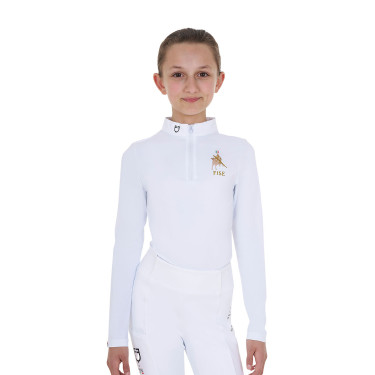 Polo de concurso para niña de manga larga Equestro x FISE Blanco Polo de concurso para niña de manga larga Equestro x FISE Blanco